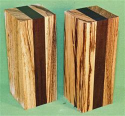 Blank #729 - Zebrawood & Peruvian Walnut - 2 Blanks ~ 2 1/4" x 2 5/8" x 6" ~ $19.99